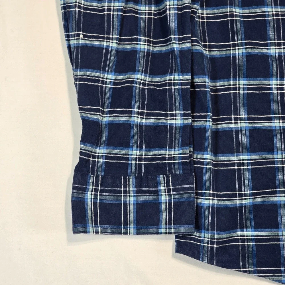 LL‎ Bean Mens Traditional Fit Blue Plaid Long Sleeve Button Down Shirt Large